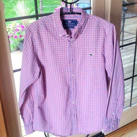Vineyard Vines Slim Fit Whale Pink & Blue Casual Button-Down Sz. S Shirt - Picture 1 of 9